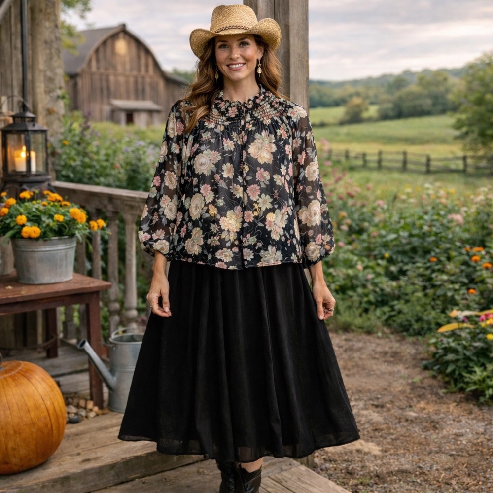 Vintage Elegant Floral Blouse